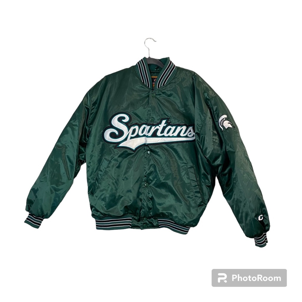 Vintage Colosseum Men Michigan State Spartans Size Large Satin Bomber Jacket